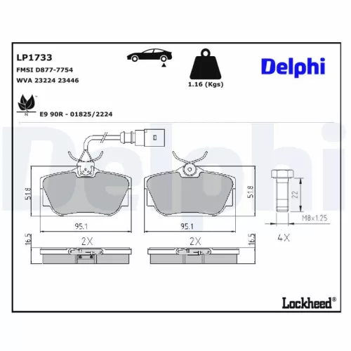 Brake Pad Set, disc brake DELPHI LP1733)