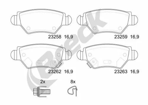 Brake Pad Set, disc brake BRECK 23258 00 704 10)