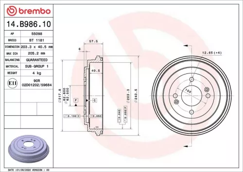 Brake Drum BREMBO 14.B986.10)