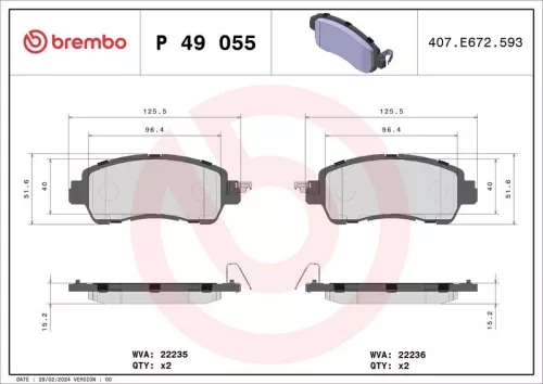 Remblokkenset, schijfrem BREMBO P 49 055)