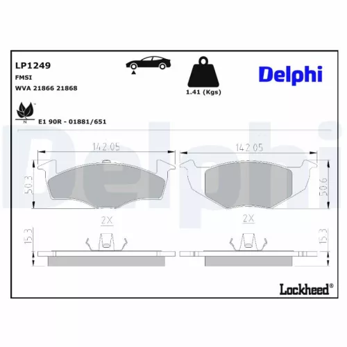 Brake Pad Set, disc brake DELPHI LP1249)