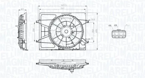 Fan, engine cooling MAGNETI MARELLI 069422796010)