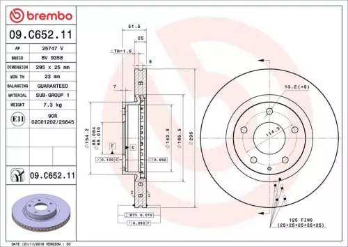 Remschijf BREMBO 09.C652.11)