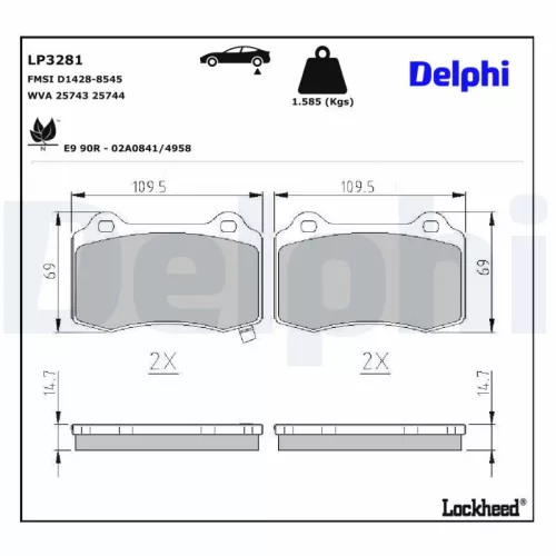 Remblokkenset, schijfrem DELPHI LP3281)