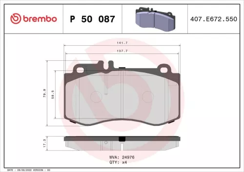 Remblokkenset, schijfrem BREMBO P 50 087)