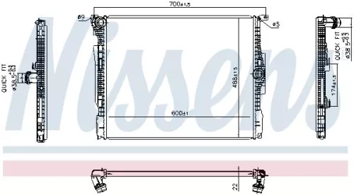 Radiator, motorkoeling NISSENS 606513)