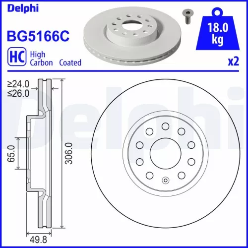 Brake Disc DELPHI BG5166C)