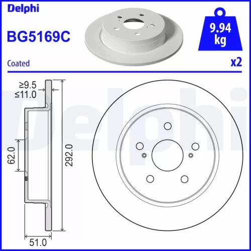 Remschijf DELPHI BG5169C)