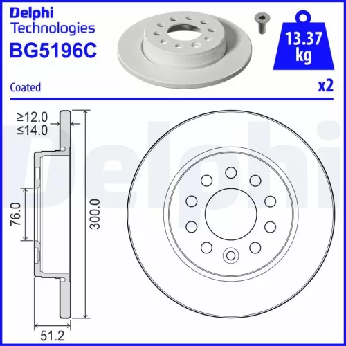 Remschijf DELPHI BG5196C)