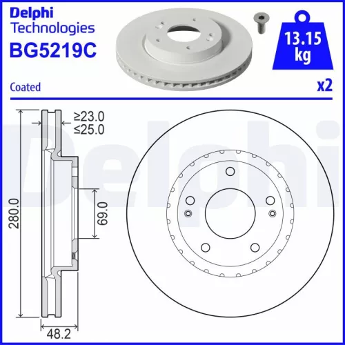 Remschijf DELPHI BG5219C)