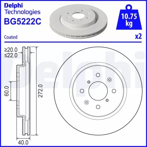 Remschijf DELPHI BG5222C)
