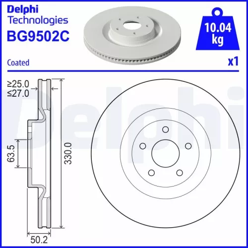 Remschijf DELPHI BG9502C)