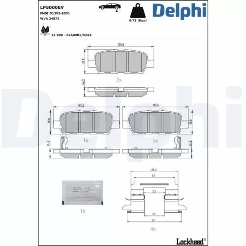 Brake Pad Set, disc brake DELPHI LP5000EV)