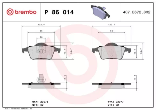 Brake Pad Set, disc brake BREMBO P 86 014)