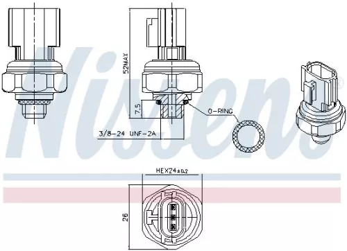 Drukschakelaar, airconditioning NISSENS 301077)