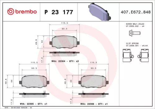 Remblokkenset, schijfrem BREMBO P 23 177)