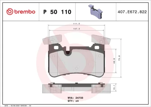Remblokkenset, schijfrem BREMBO P 50 110)