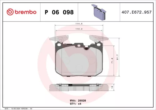 Brake Pad Set, disc brake BREMBO P 06 098)