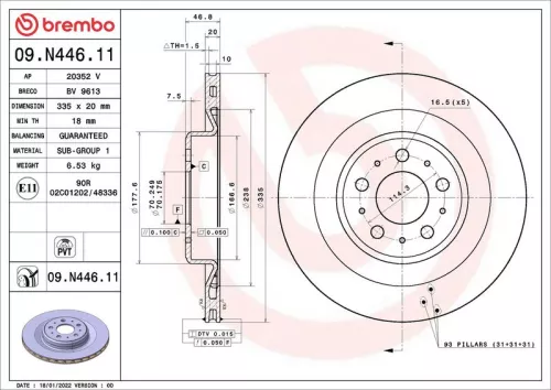 Remschijf BREMBO 09.N446.11)