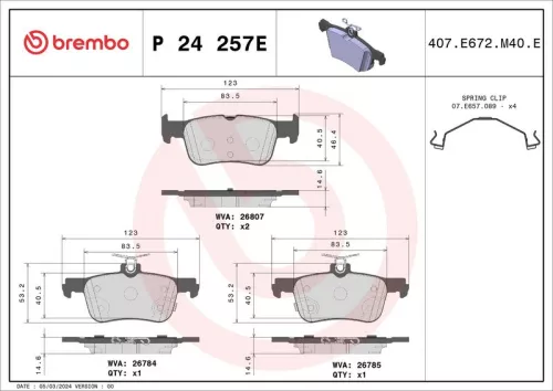 Remblokkenset, schijfrem BREMBO P 24 257E)
