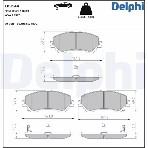 Remblokkenset, schijfrem DELPHI LP3144)