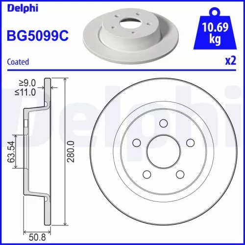 Remschijf DELPHI BG5099C)