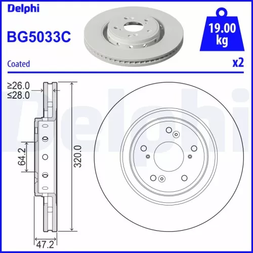 Remschijf DELPHI BG5033C)