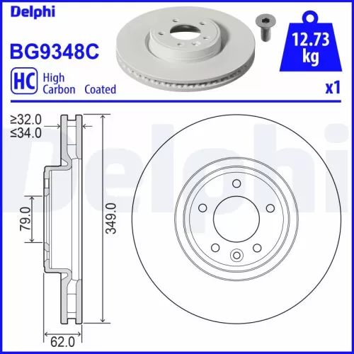 Remschijf DELPHI BG9348C)