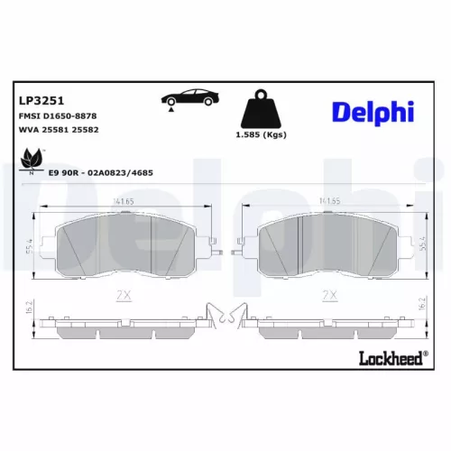Remblokkenset, schijfrem DELPHI LP3251)