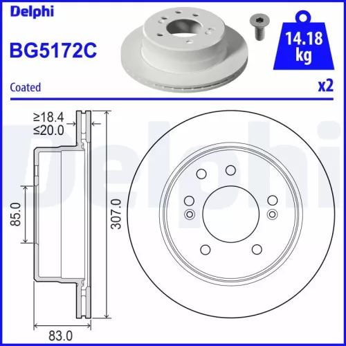 Remschijf DELPHI BG5172C)