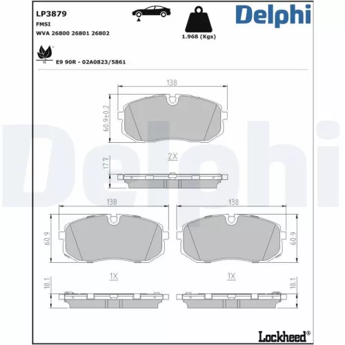 Remblokkenset, schijfrem DELPHI LP3879)