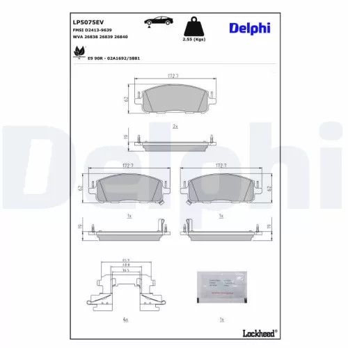Remblokkenset, schijfrem DELPHI LP5075EV)
