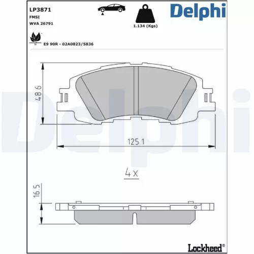 Remblokkenset, schijfrem DELPHI LP3871)