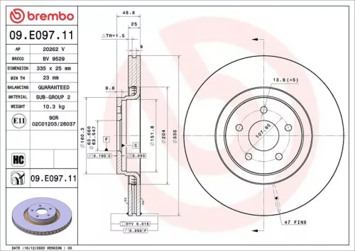 Remschijf BREMBO 09.E097.11)
