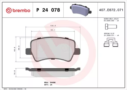 Remblokkenset, schijfrem BREMBO P 24 078)