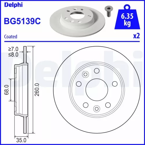 Remschijf DELPHI BG5139C)