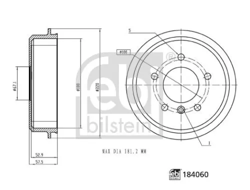 Brake Drum FEBI BILSTEIN 184060)