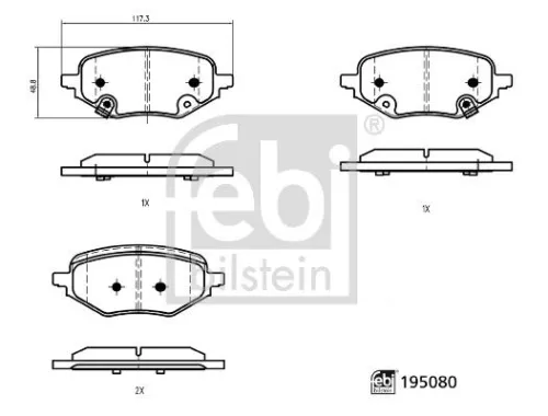 Brake Pad Set, disc brake FEBI BILSTEIN 195080)