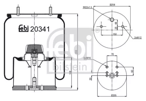 Bellow, air suspension FEBI BILSTEIN 20341)