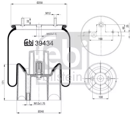 Bellow, air suspension FEBI BILSTEIN 39434)