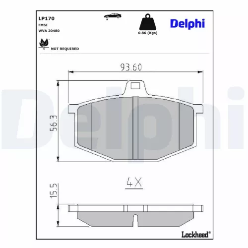 Remblokkenset, schijfrem DELPHI LP170)