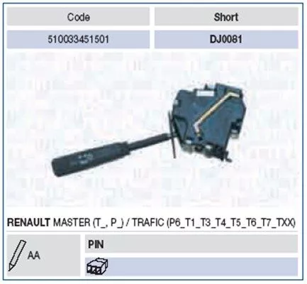 Stuurkolomschakelaar MAGNETI MARELLI 510033451501)