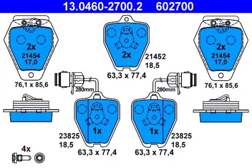 Brake Pad Set, disc brake ATE 13.0460-2700.2)