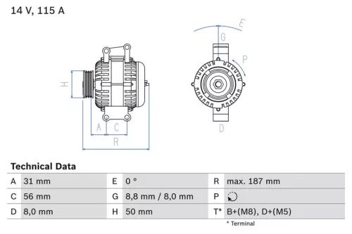 Alternator BOSCH 0 986 043 660)