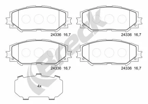 Brake Pad Set, disc brake BRECK 24336 00 701 00)