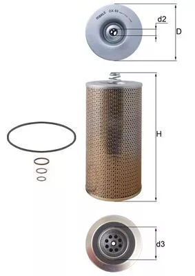 Oil Filter MAHLE OX 69D)