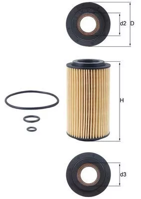 Oil Filter MAHLE OX 153D3)