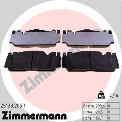 Remblokkenset, schijfrem ZIMMERMANN 25133.205.1)