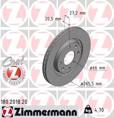 Remschijf ZIMMERMANN 180.2018.20)