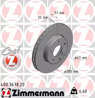 Remschijf ZIMMERMANN 400.3678.20)